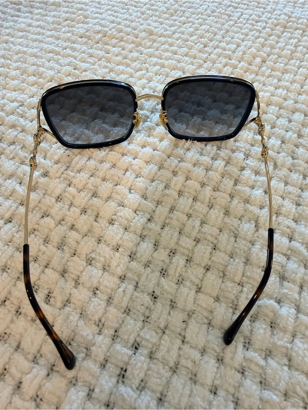 Gucci Black and Gold Oval Sunglasses
